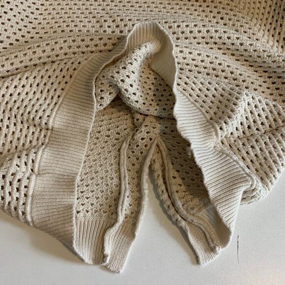 Lulus Sweater Womens M Medium Cream Open Knit Crop Crew Neck Slit Back Pullover - Picture 9 of 14